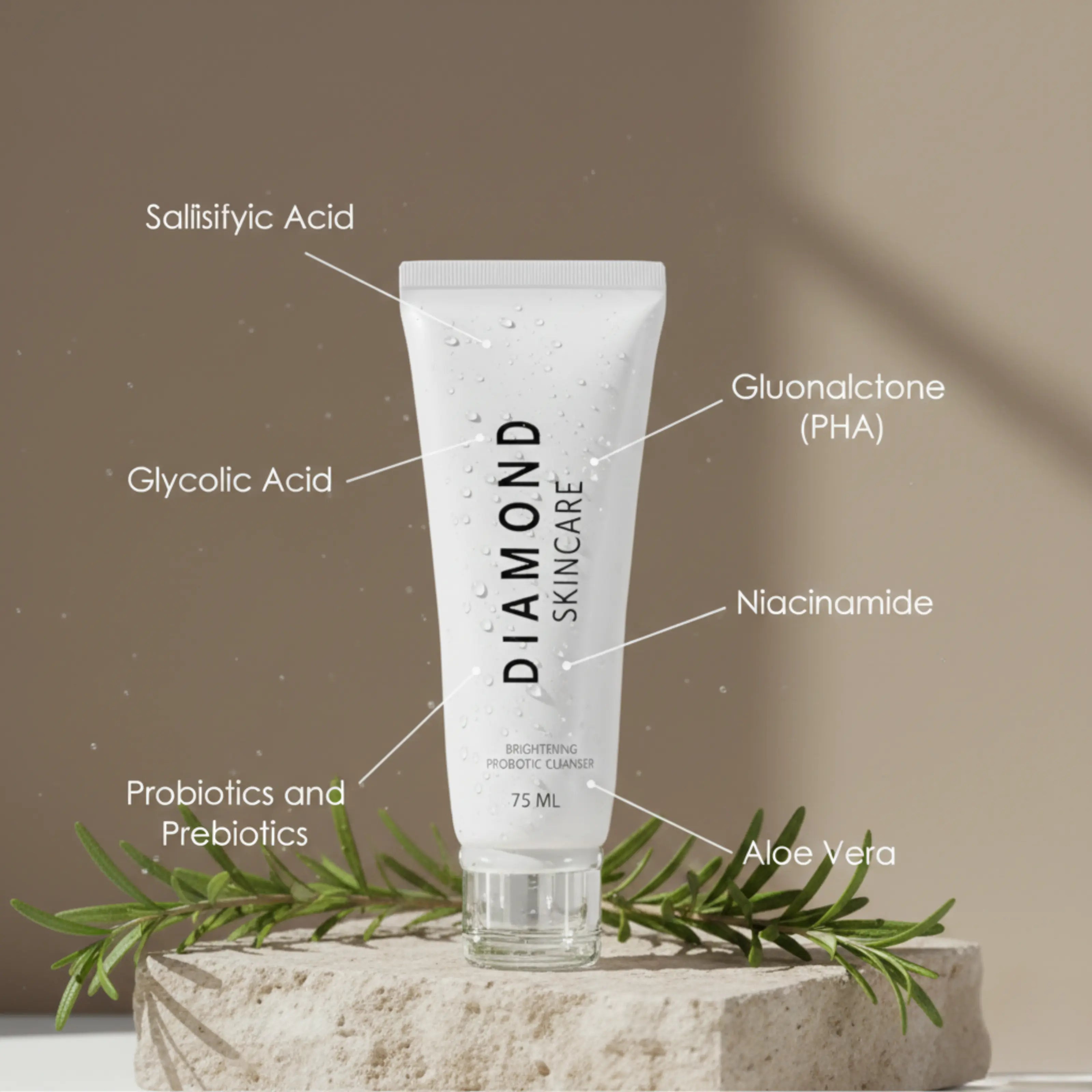 Diamond Probiotic Cleanser for Skin Brightening and Glow